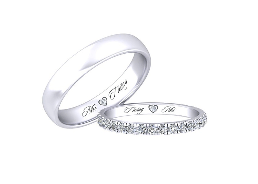 Cặp nhẫn cưới kim cương vàng 18k pnj true love 00476-00552 | pnj.com.vn