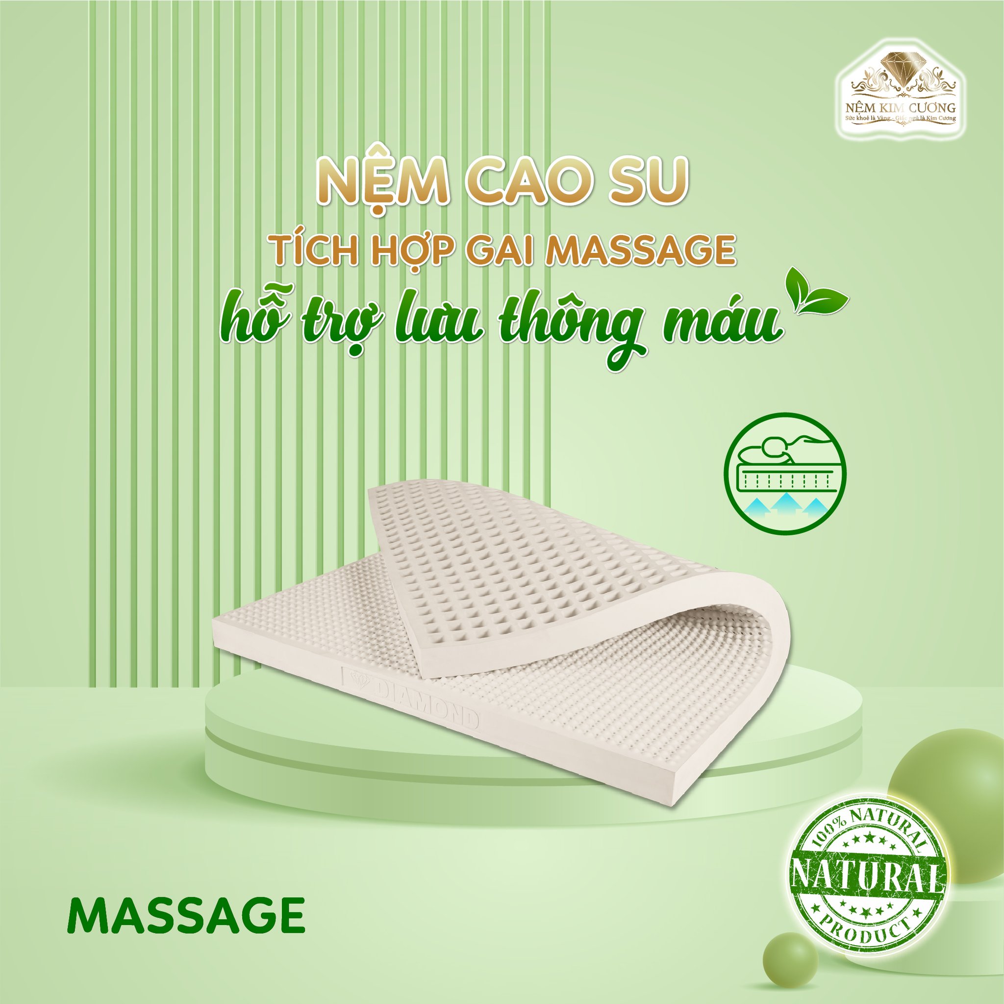 Nệm Cao Su Kim Cương Massage