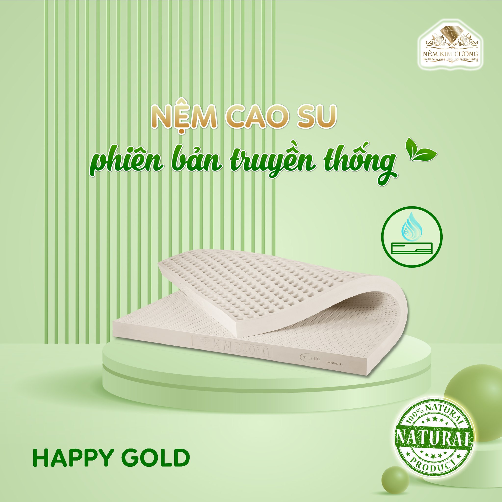 Nệm Cao Su Kim Cương Happy Gold